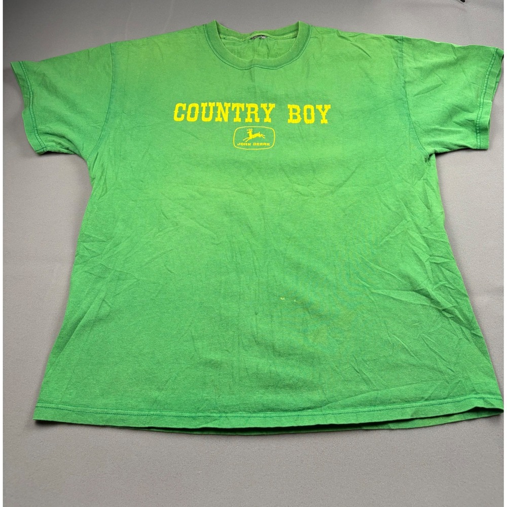 John Deere Country Boy Graphic T-Shirt Mens Green Short Sleeve Logo Tee